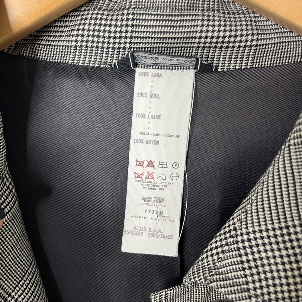 Gianni Versace Plaid Button Front Jacker Black and White Size 54 (XXL) Vintage - Picture 8 of 10